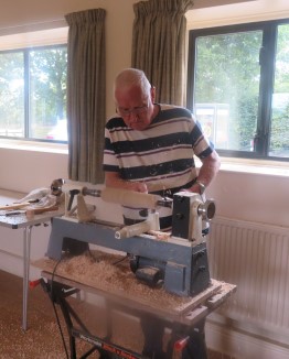 John Williams having a go with newly sharpened tools 